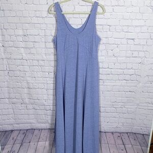 Halara Womens U Neck Backless Split Flowy Maxi Casual Tank Dress Blue Size L